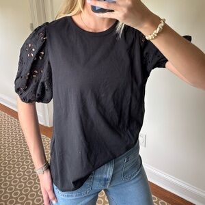 H&M Black Puff Sleeve Blouse